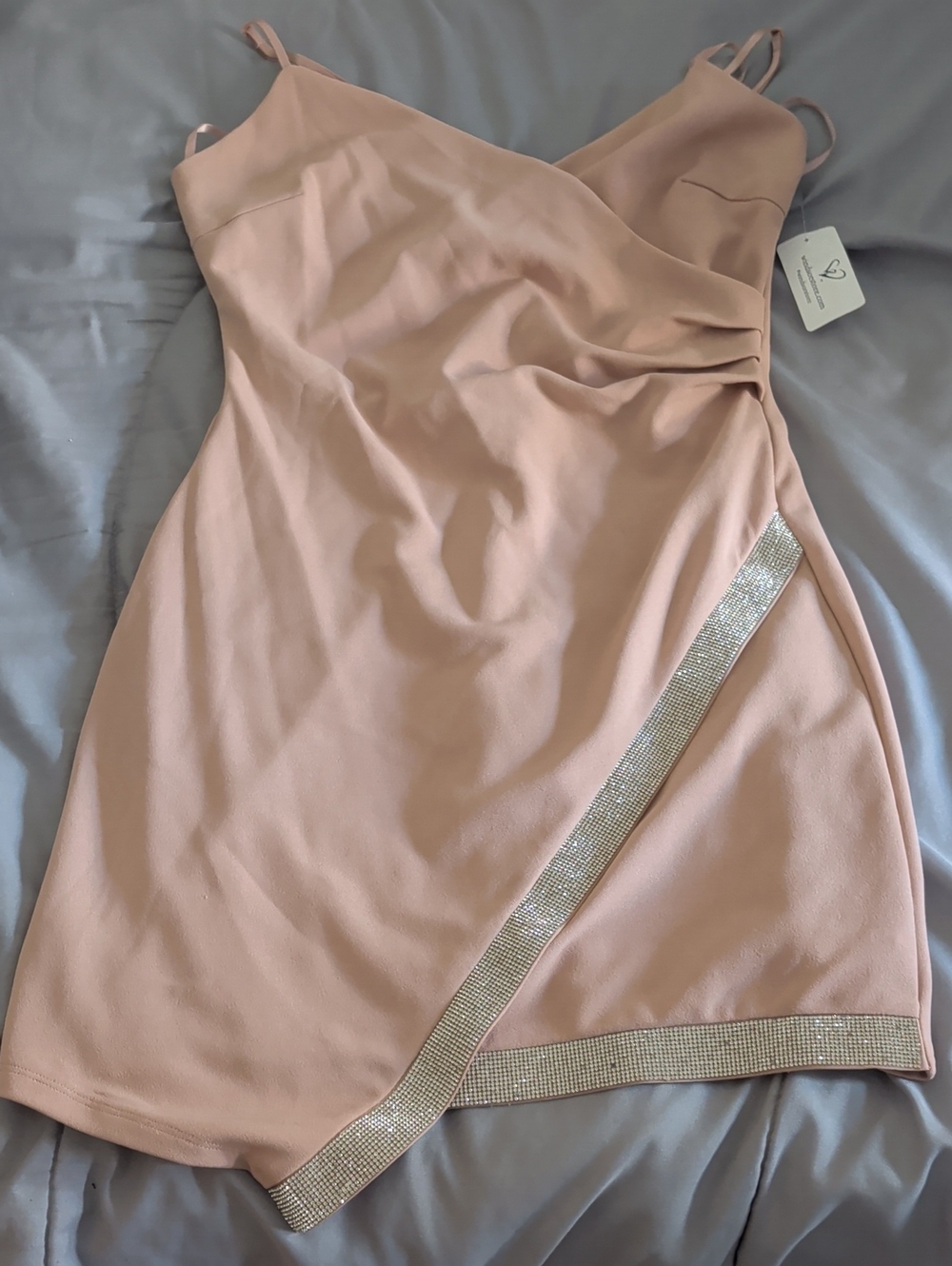 Windsor Blush Pink Mini Dress with Rhinestone Trim